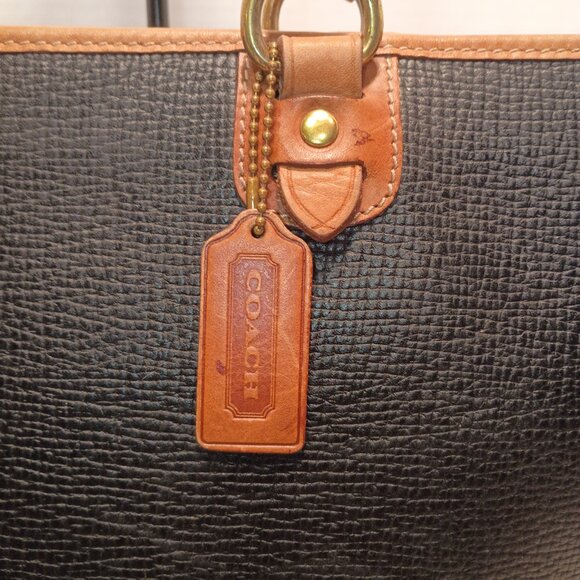 Rare '90s COACH Italy Dakota Collection Harvest Tote 4207 Black Pebbled Leather - Picture 3 of 15